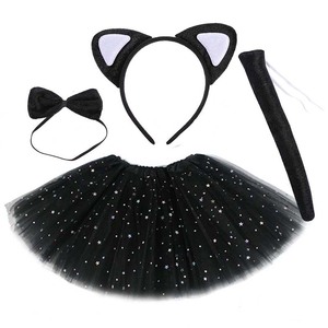 Animali Costume Cosplay 4 pezzi set Glitter Tutu fascia papillon coda tigre leopardo costumi per 3-8 anni KCFC-017 - Product Image 4