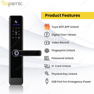 Serrure <span class=keywords><strong>de</strong></span> porte intelligente Tropernic avec empreinte digitale, application Tuya, biométrique, reconnaissance d'empreintes digitales, œil <span class=keywords><strong>de</strong></span> porte intelligent - Product Image 2