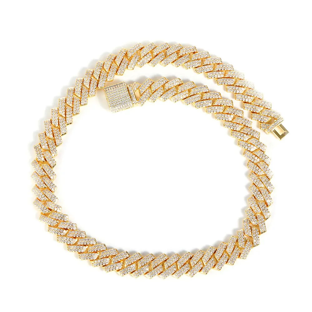 Ins Мода для мужчин в стиле «хип-хоп», 13 мм льдом алмаз полосы Майами в Кубинском стиле золотая цепочка ожерелье браслет