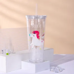 Promotie Cadeau Items Met Logo Drinken Dubbele Beker Met Stro Water Sap Mok Tumbler