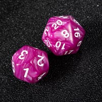 Jeu de dés polyédriques DND OEM en acrylique rose perlé, 7 pièces, 12 et 20 faces, avec chiffres blancs, pour jeux de rôle et de société
