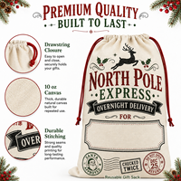 Sac cadeau de Noël personnalisé en toile 50x70cm, sac de Père Noël réutilisable de 10oz avec cordon de serrage et étiquette nominative inscriptible pour cadeaux de fêtes