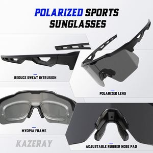 Lunettes de soleil de sport polarisées incassables noires en TAC pour la course et le cyclisme, lunettes de VTT grises, vente en gros - Product Image 3