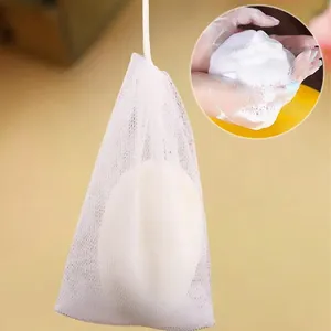 Sac à savon en nylon double couche avec cordon de serrage, filet exfoliant pour le corps et le visage, générateur de mousse naturelle pour le soin de la peau - Product Image 6