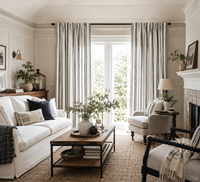 Cortinas de Ventana Personalizadas ZSTARR con Rayas Negras, Mezcla de Lino, Cortinas Modernas que Filtran la Luz para Sala de Estar, Dormitorio, Hotel, Villa