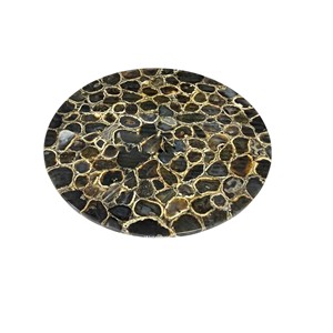Meubles haut de gamme au design moderne Table basse ronde en marbre d'agate naturelle avec pied en métal pour le salon et la décoration intérieure - Product Image 1