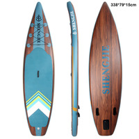 Planche de SUP gonflable SHENJIE 338*79*15cm en EVA, 2 couleurs au choix, charge maximale 160kg, système de ailerons 1+2, accessoire de paddleboard pour lacs