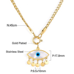 Collar con Colgante de Cadena de Eslabones Redondos de Acero Inoxidable con Ojo de Diablo Dorado Personalizado al por Mayor - Product Image 5