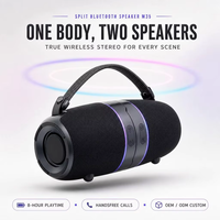Speaker Bluetooth Portabel untuk Berkemah di Luar Ruangan Satu Unit Dua Speaker Pemutar Musik Magnetik Terpisah Dengan Radio FM TWS TF USB Panggilan Telepon