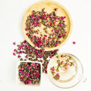 Venta al por mayor de capullos de Rosa dulces, té de rosas con borde dorado seco, bebidas de té de China para hacer té de flores