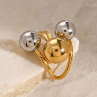 Bague Gaovo en acier inoxydable plaqué or 18 carats, motif sphérique géométrique, pour femme, tendance, minimaliste, bijou fantaisie affirmé