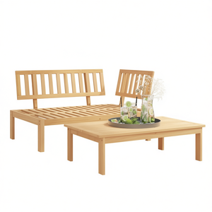 Conjunto de Sofá de Jardín de Madera de Acacia Sólida, 52.4x36.2x27.2 Pulgadas, Muebles de Exterior de Diseño Minimalista Resistentes a la Intemperie - Product Image 1