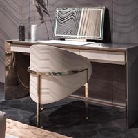 Table de maquillage intégrée de luxe italienne haut de gamme avec miroir et lampe LED, et chaise – Ensemble de meubles design