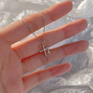 Gioielli coreani di moda 925 in argento Sterling collane con ciondolo a croce per le donne 925 argento clavicola catena collana regalo - Product Image 5