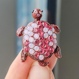 10 tipos de broches de tortuga elegante Pave Full <span class=keywords><strong>Crystal</strong></span> Rhinestone tortuga broche de dibujos animados bonitos broches de tortuga para mujeres - Product Image 4