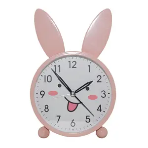 Gift Promotion Round Numbers 3D Modern Luxury Rabbit Head Shape Steel Table Alarm Clock