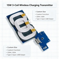 Transmisor de Carga Inalámbrica Qi de 15W con 3 Bobinas, Salida USB-A Tipo-C, PCBA, ODM, OEM, Tamaño Personalizado, Función para Soporte de Coche y Soporte de Teléfono