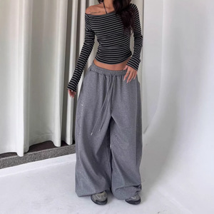 <span class=keywords><strong>Pantaloni</strong></span> della tuta larghi e rilassati, stile americano retrò, con drappeggio fluido, glitterati, ispirati a Instagram, con elastico in vita - Product Image 5