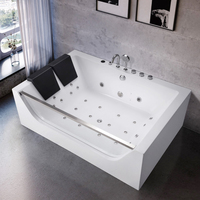 Baignoire balnéo rectangulaire de luxe pour 2 personnes en acrylique, avec jets multiples et hydromassage, pour salle de bain d'hôtel