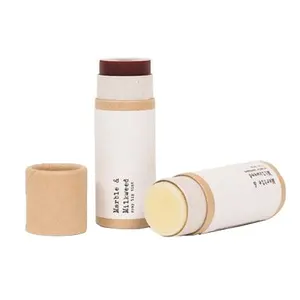 OEM Tube de papier push up en carton kraft avec impression personnalisée recyclée écologique Papier anti-graisse doublé Conteneur de 50ml pour baume à lèvres/déodorant