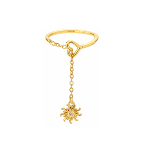 Nouvel arrivage de bague à breloques en forme de cœur étoile et de papillon avec zircone et chaîne en laiton plaqué or 18 carats bague ouverte pour femmes - Product Image 3