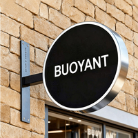 Vente flash : Boîte à lumière ronde suspendue double face pour enseigne de magasin, cadre métallique, boîte à lumière LED ronde projectrice