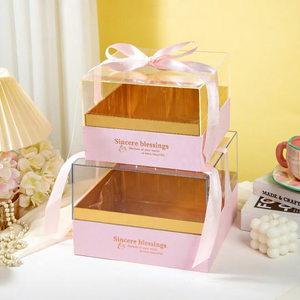 Luxury Square Clear Acrylic Wedding Candy Favors <strong>Gift</strong> <strong>Box</strong> with Ribbon - Product Image 1