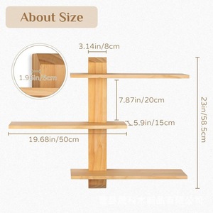 Wall Mounted Wooden <b>Shelf</b> 3 Tier Solid Wood Display <b>Rack</b> For Living Room Entryway - Product Image 4