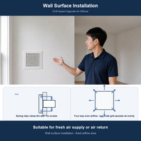 Grille d'aération carrée en ABS pour échange d'air, avec clips à ressort, pour systèmes de ventilation muraux résidentiels