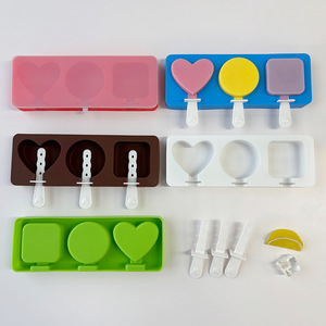 Silicone Ice Pop khuôn hình trái tim cấp thực phẩm BPA miễn phí bền DIY Popsicle Maker khuôn Ice Cream khuôn + nắp dính - Product Image 3