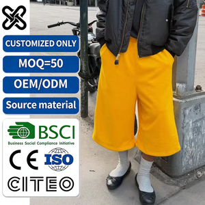 Custom Long Oversized Shorts Sweatpants Baggy Fleece Cotton 3/4 <strong>Sweatshorts</strong> - Product Image 1