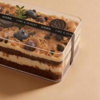 Boîtes d'emballage en plastique PS transparent carrées de qualité alimentaire pour pâtisseries, bonbons, tiramisu, desserts, en-cas