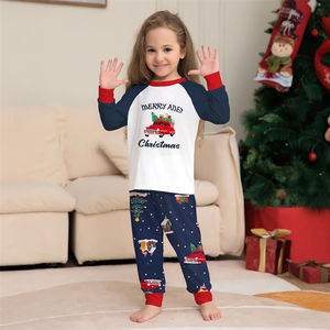 Vacances festives coordonnées Parents enfants brodé automobile Alphabet Homewear vêtements de nuit <span class=keywords><strong>Twinset</strong></span> - Product Image 4