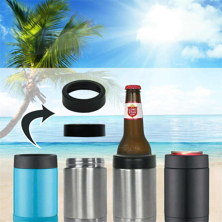 4 in 1 12oz Vacuum Insulated Double Walled Stainless Steel Beer Can and ...
