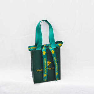 Bolsas de Papel para Empaque con su Propio Logotipo, para Joyería, Fabricante de Bolsas de Papel para Joyería con Cordón Verde - Product Image 1