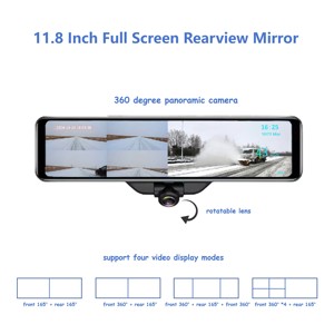 11,8 pulgadas Vista completa Vista panorámica de 360 grados Frente 2K Trasero 1080P 2 canales DVR GPS Coche 360 Espejo retrovisor - Product Image 3