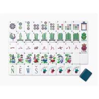 Jeu de Mahjong américain moderne de luxe portable en acrylique bleu marine Lotus pour 4 joueurs – Jeux de société