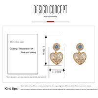 Pendientes de Corazón de Madreperla Chapados en Oro de 14k Resoul, Pendientes de Lujo con Circonita en Forma de Estrella para Mujer