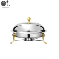 Plat de service de luxe en acier inoxydable doré, chauffage électrique, capacité 6L, alimentation à l'alcool, multi-spécifications, pour la restauration et la cuisine
