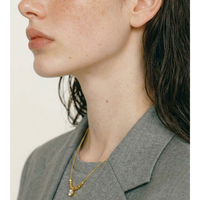 Collier à chaîne fine JINYOU 020, design tendance, acier inoxydable plaqué or, perles carrées, pendentif en zircone cubique