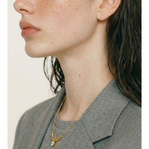 JINYOU 020 Collar de Cadena Fina de Diseño Moderno, <span class=keywords><strong>Acero</strong></span> <span class=keywords><strong>Inoxidable</strong></span> Chapado en Oro con Cuentas Cuadradas y Colgante de Circonia Cúbica - Product Image 5