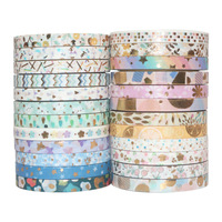 Ruban Washi Acrylique Double Face Doré 5mm, 4M de Longueur, Lot de 24 Motifs, pour Bordures Décoratives DIY et Journal Créatif