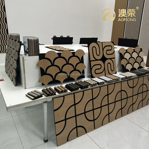 Diffusore sonoro <span class=keywords><strong>MDF</strong></span> di disegno geometrico ad alta densità fonoassorbente rivestimento flessibile in tessuto impiallacciato pannelli acustici da parete - Product Image 1