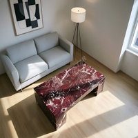 Table basse en marbre Rosso Levanto de design italien, table basse moderne en marbre poli, table centrale, décoration de salon