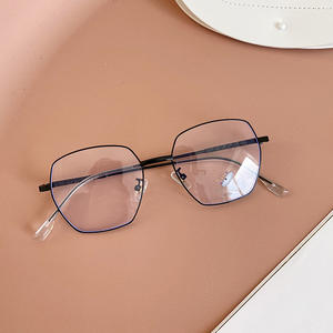 Monture de lunettes en métal irrégulière Qianai, anti-lumière bleue, protection UV, unisexe, verres en acétate Q3 90018 - Product Image 3