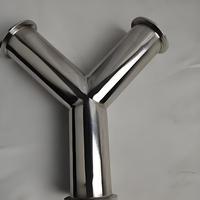Accesorios sanitarios de alta calidad SS304 Y Tee 3A estándar 1 "1,5mm superficie de pulido accesorios de tubería sanitaria tipo Y sanitario Tee