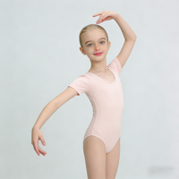 Justaucorps de ballet à manches courtes en coton et élasthanne pour filles, avec taille élastique, pour l'entraînement de danse - En stock