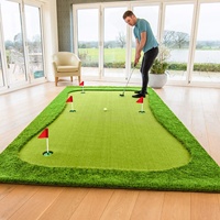 Tapis d'entraînement de golf portable grand format OEM pour intérieur/extérieur avec herbe verte + matériau NBR 1,5x3m, drapeau de putting pour l'entraînement