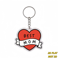Porte-clés en forme de cœur style tatouage « Meilleure maman », cœur rouge avec bannière blanche, parfait pour les mamans, les épouses et les grand-mères