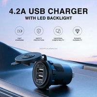 BROSintl 12V 24V Dual USB 5V 4.2A Pengisi Daya Mobil USB untuk Mobil, Bus, Kapal, RV